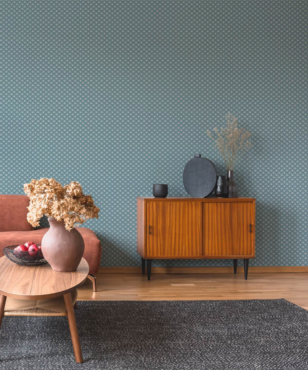 Scallop Wallpaper, Bosco Blue