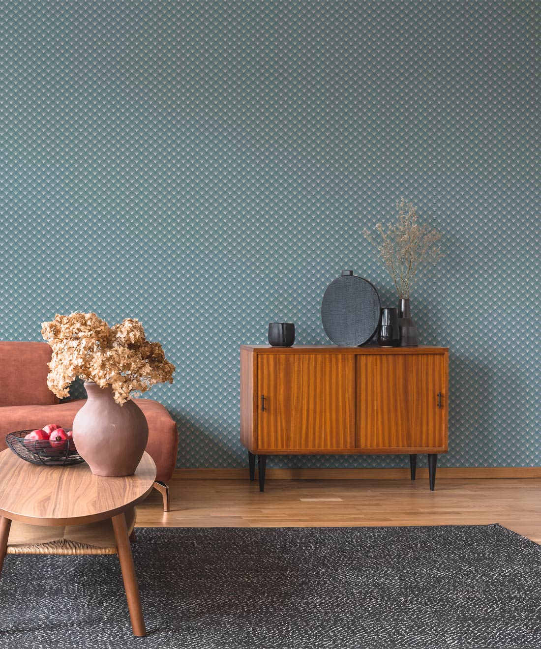 Scallop Wallpaper, Bosco Blue
