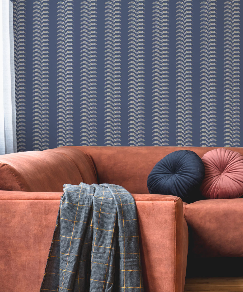 Travelling Vine Wallpaper, Classic Blue