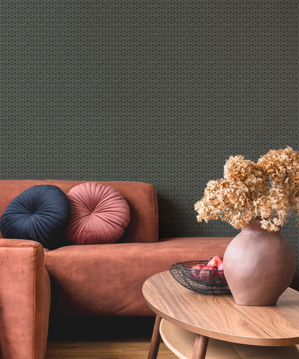 Triangles Wallpaper, Ivy Green