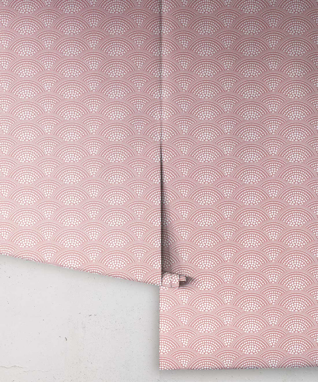 Dot Scallop Wallpaper, Cherry Blossom