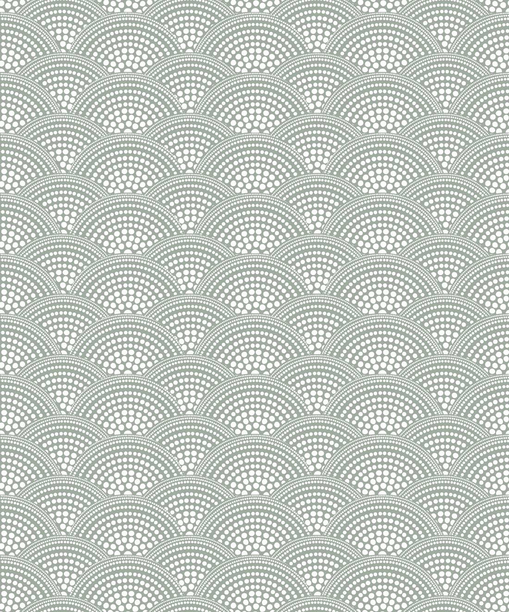 Dot Scallop Wallpaper, Olive Grove