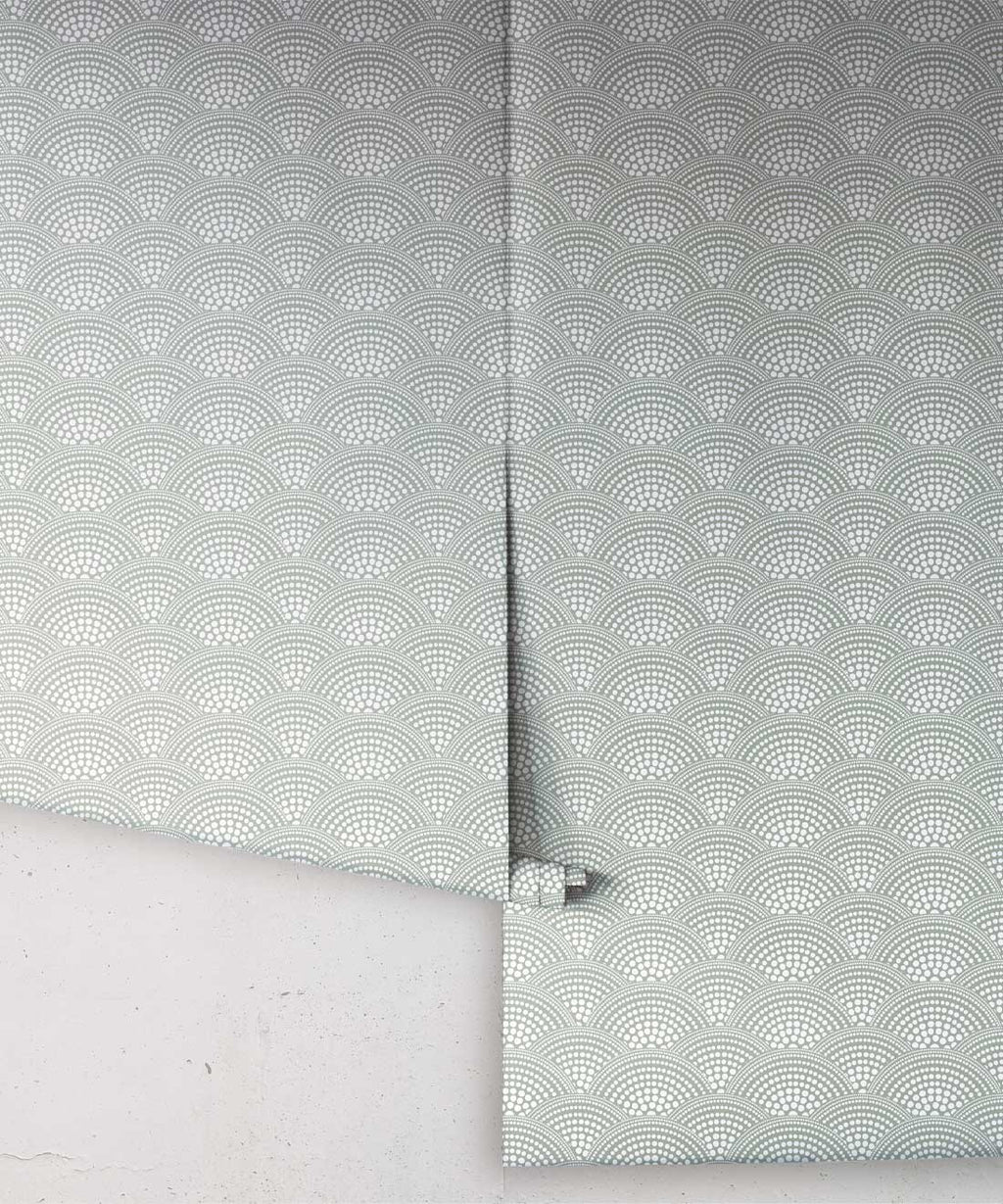 Dot Scallop Wallpaper, Olive Grove