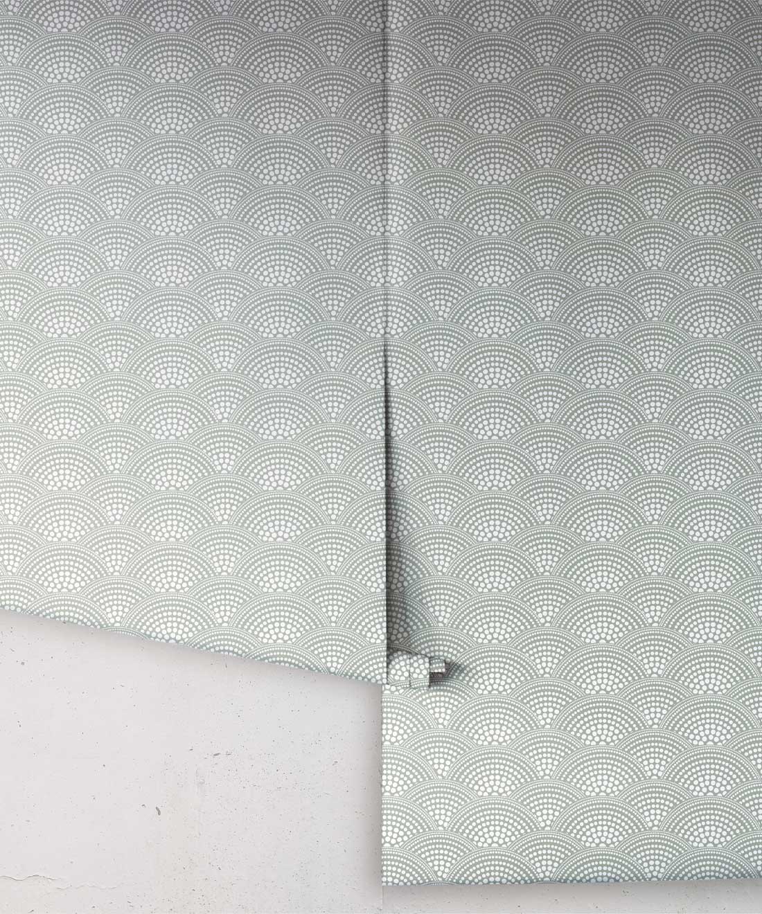 Dot Scallop Wallpaper, Olive Grove