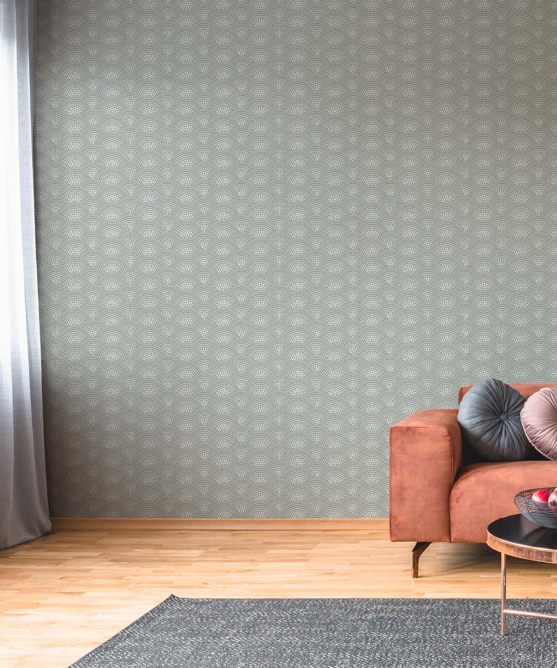 Dot Scallop Wallpaper, Olive Grove