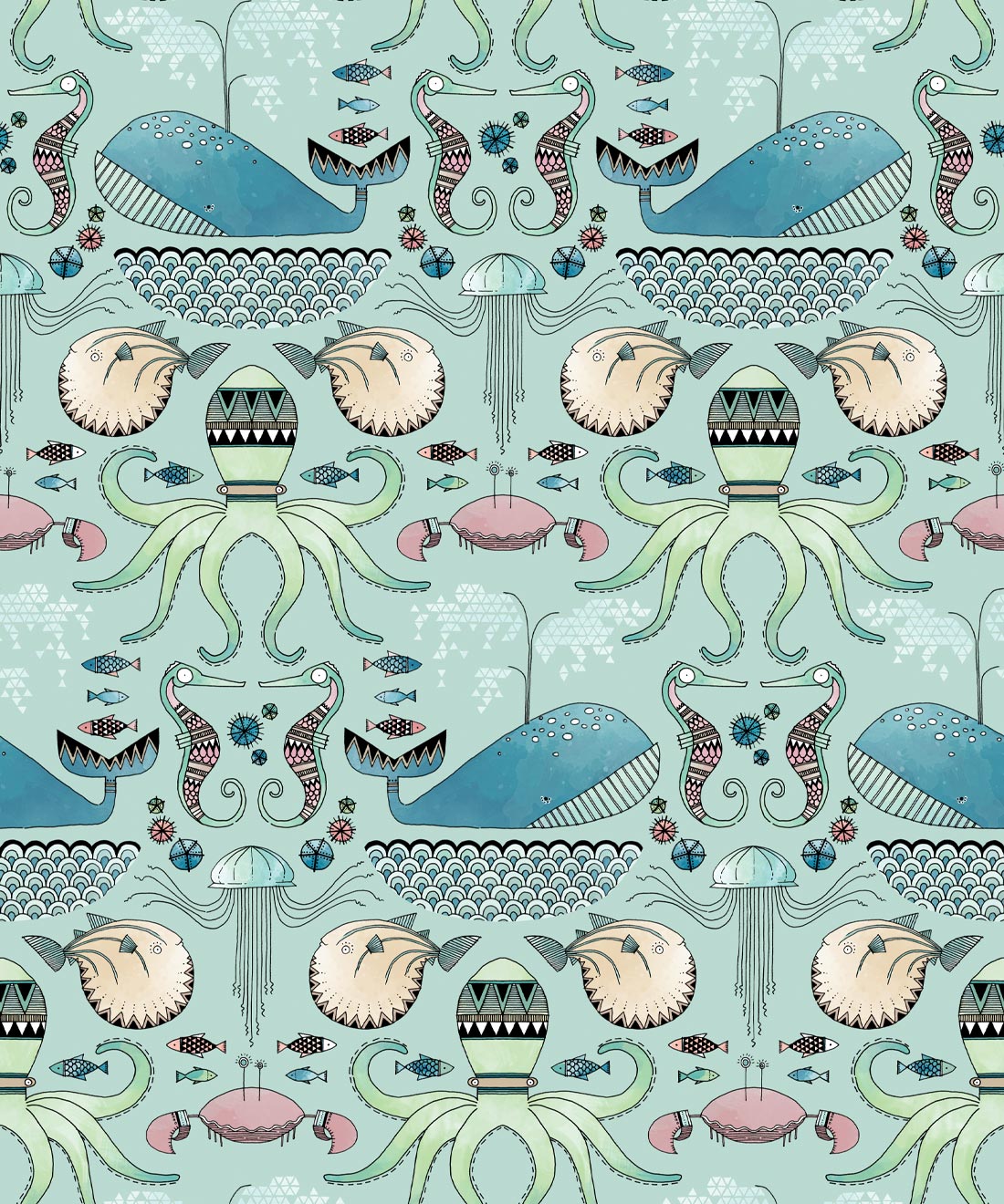 Under The Sea Wallpaper, Blue