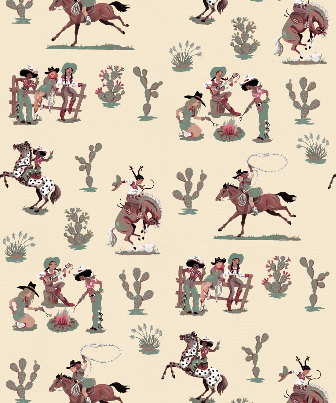 Cliftonville Cowgirls Wallpaper, Lasso