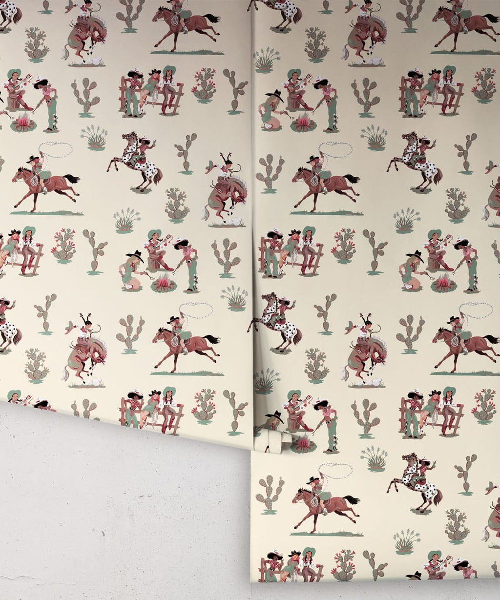 Cliftonville Cowgirls Wallpaper, Lasso