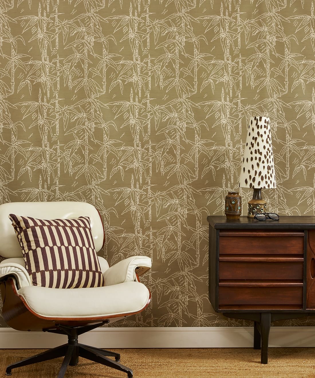 Bamboo Stitch Wallpaper, Sepia