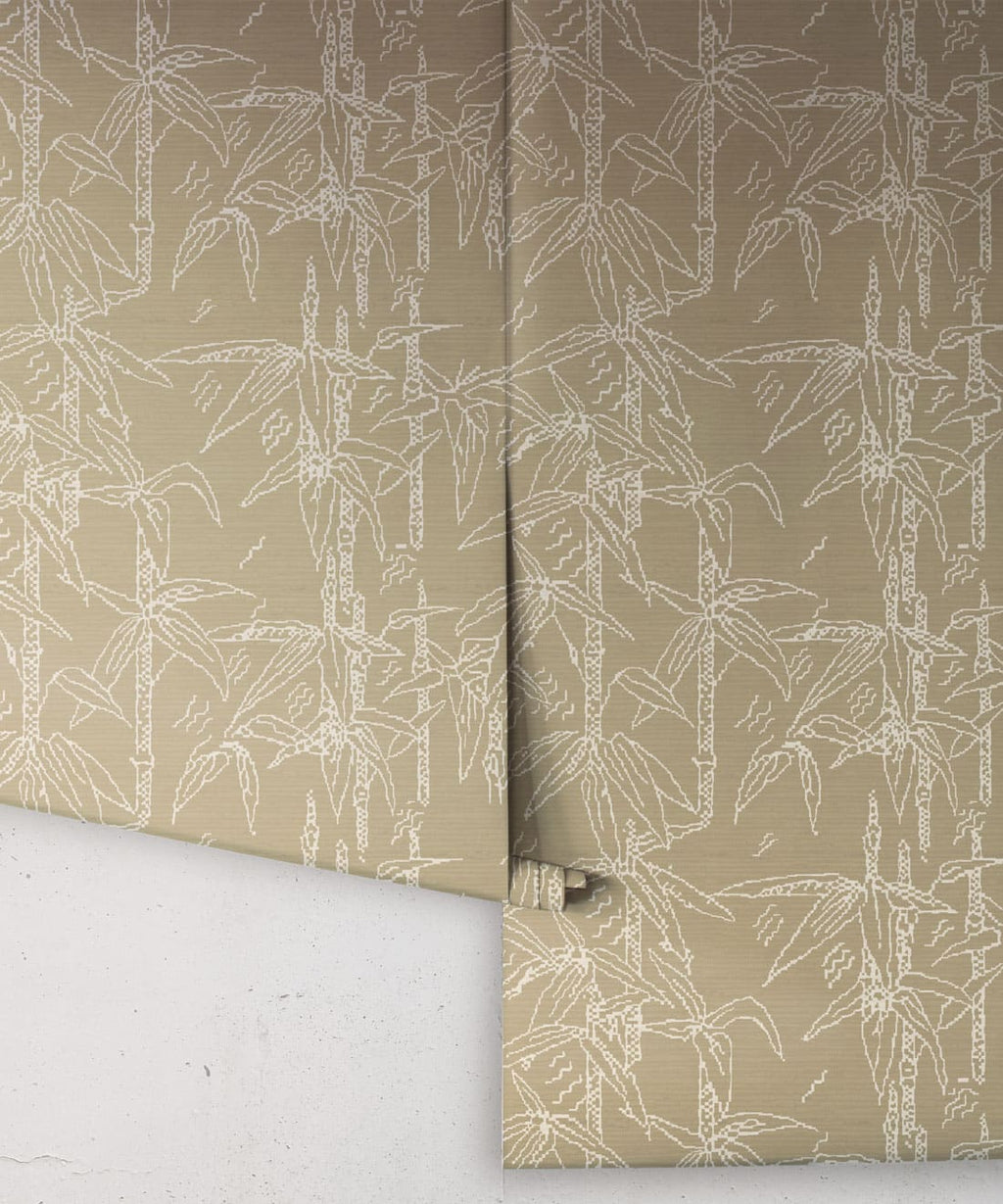 Bamboo Stitch Wallpaper, Sepia