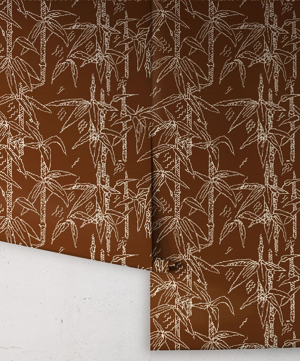 Bamboo Stitch Wallpaper, Umber