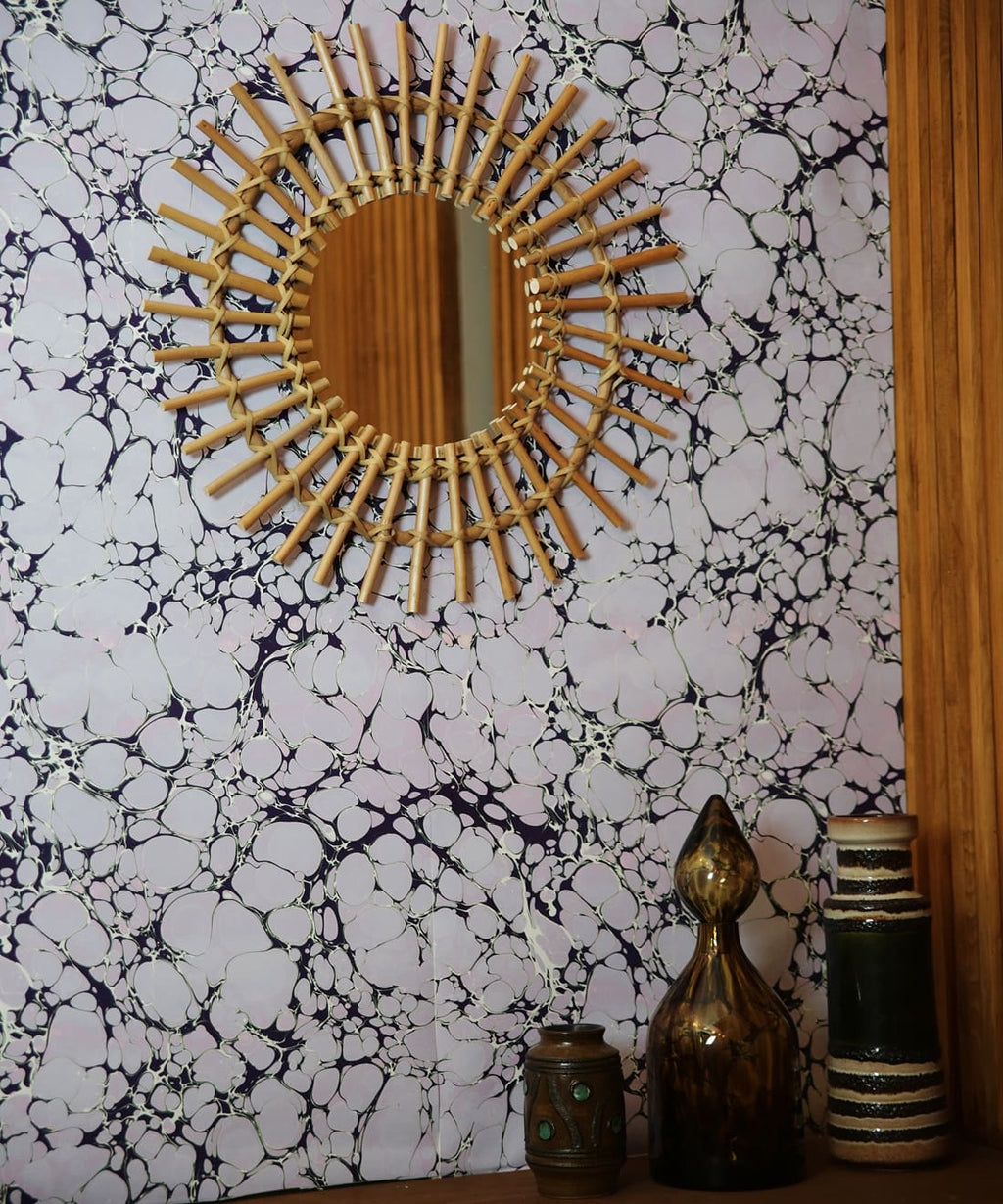 Margate Marble Wallpaper, Midnight Lavender