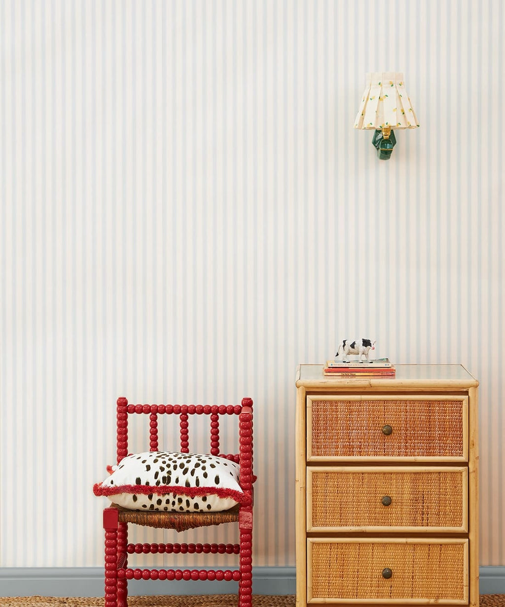 Nanny’s Stripe Wallpaper, Bluebell