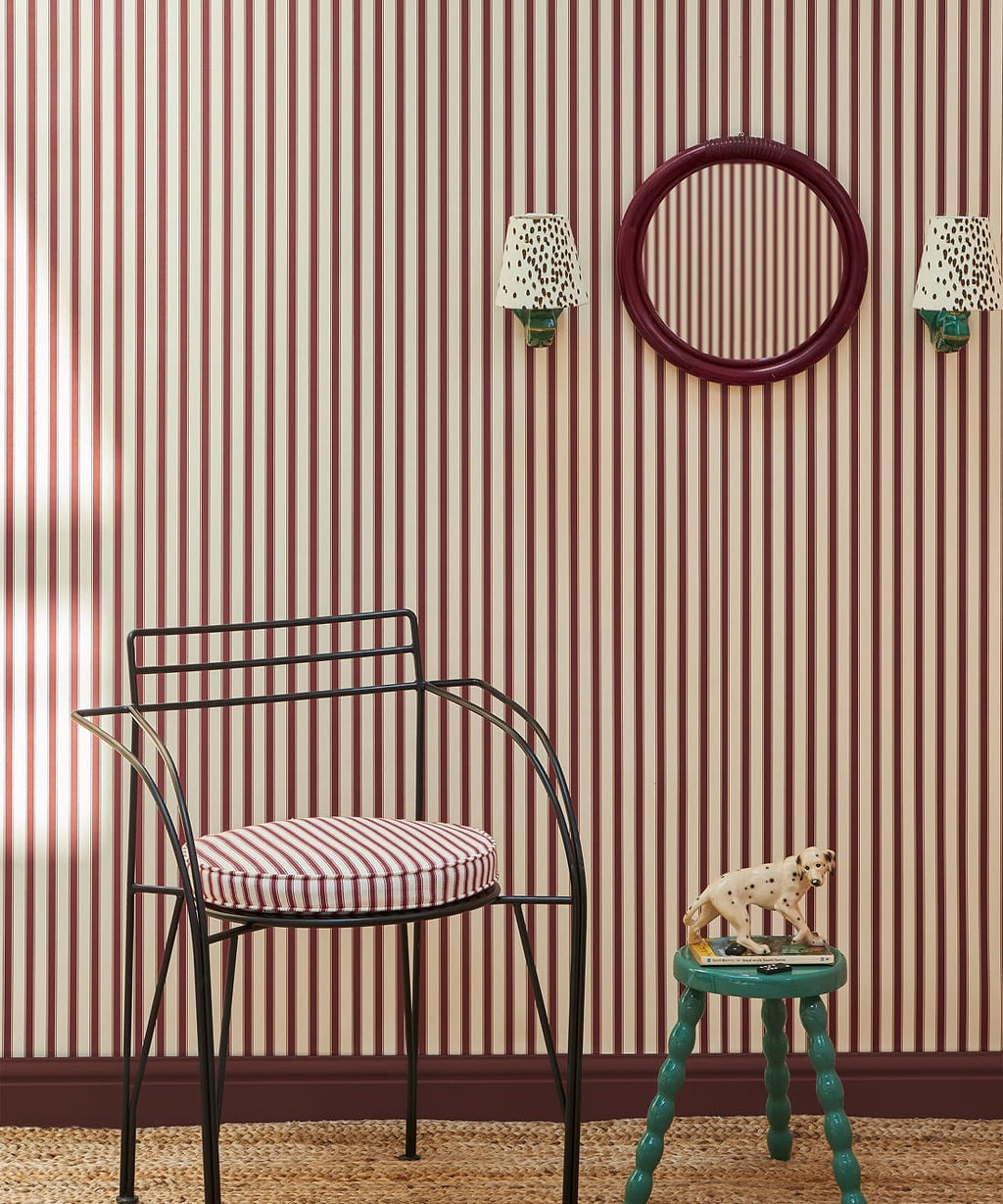 Nanny’s Stripe Wallpaper, Poppy