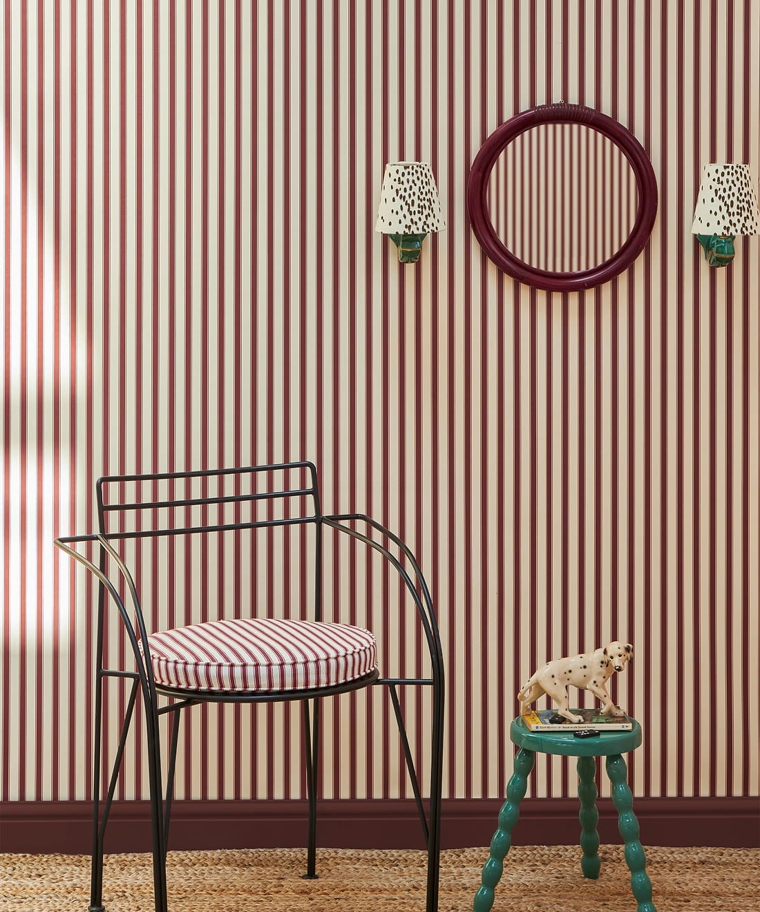 Nanny’s Stripe Wallpaper, Poppy