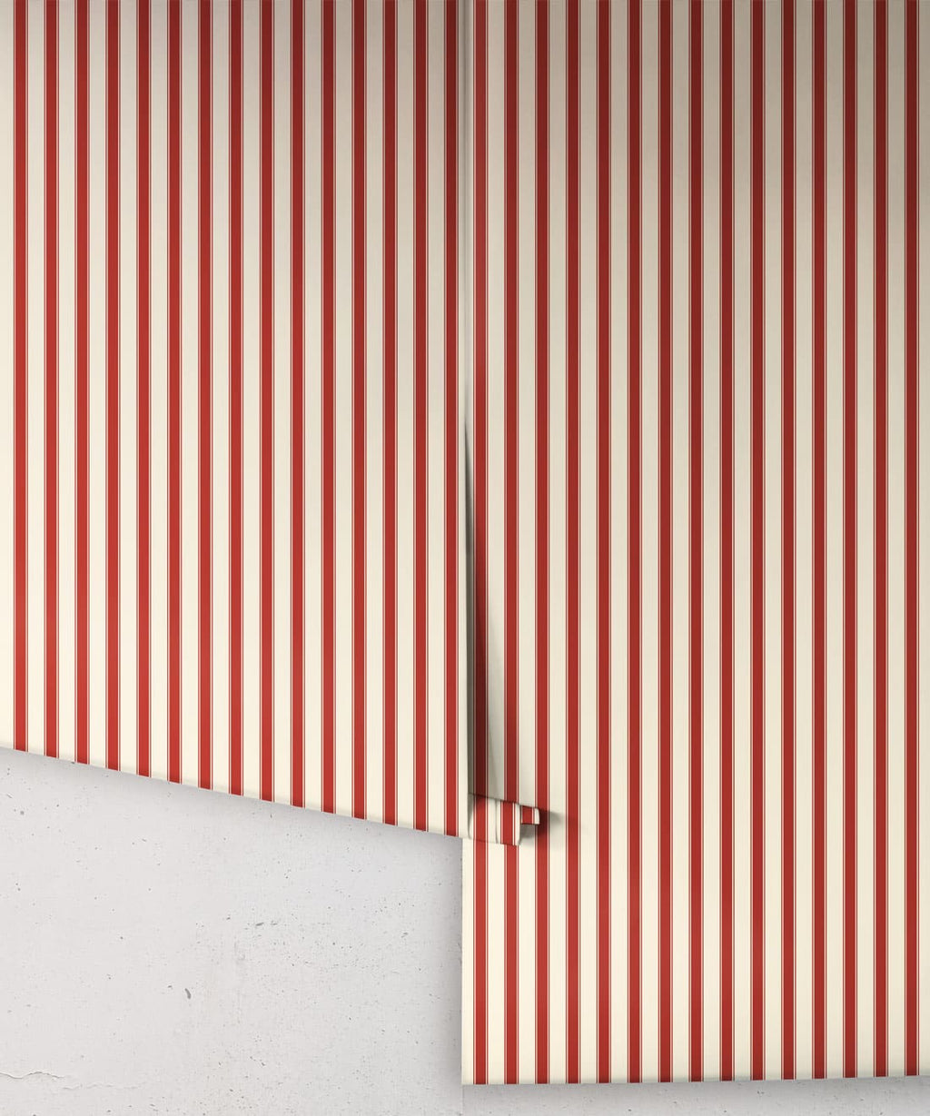 Nanny’s Stripe Wallpaper, Poppy