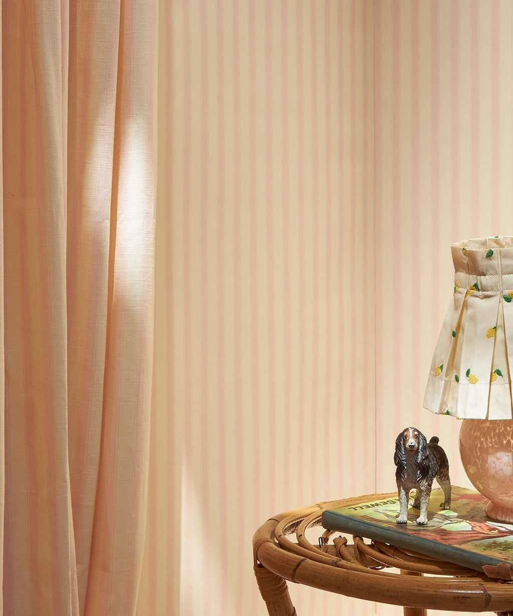 Nanny’s Stripe Wallpaper, Rose