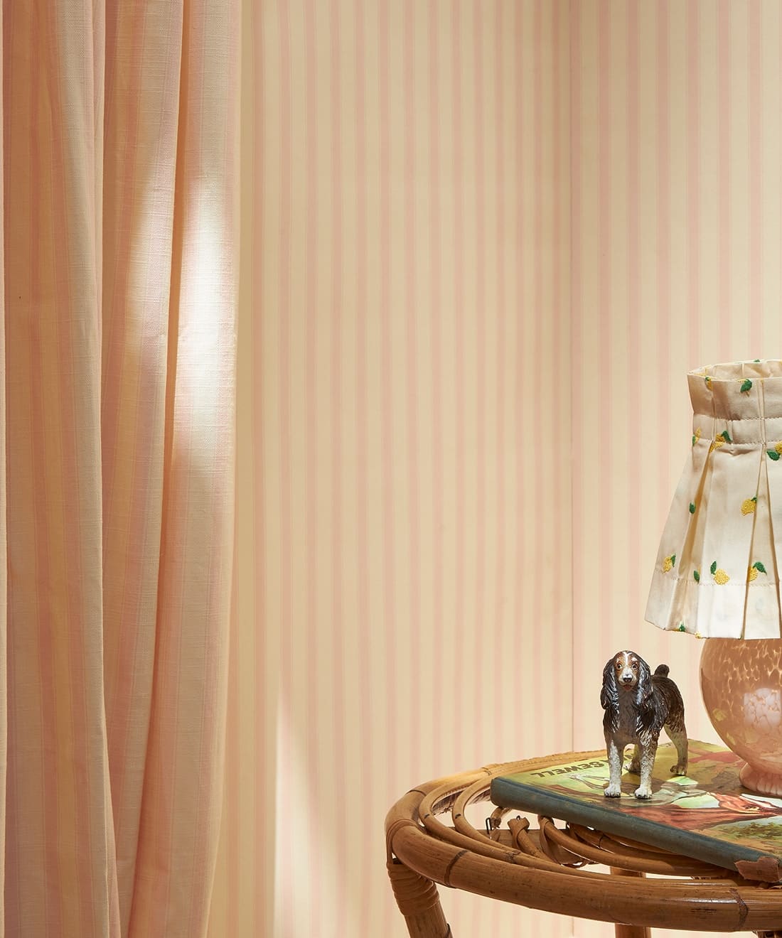 Nanny’s Stripe Wallpaper, Rose