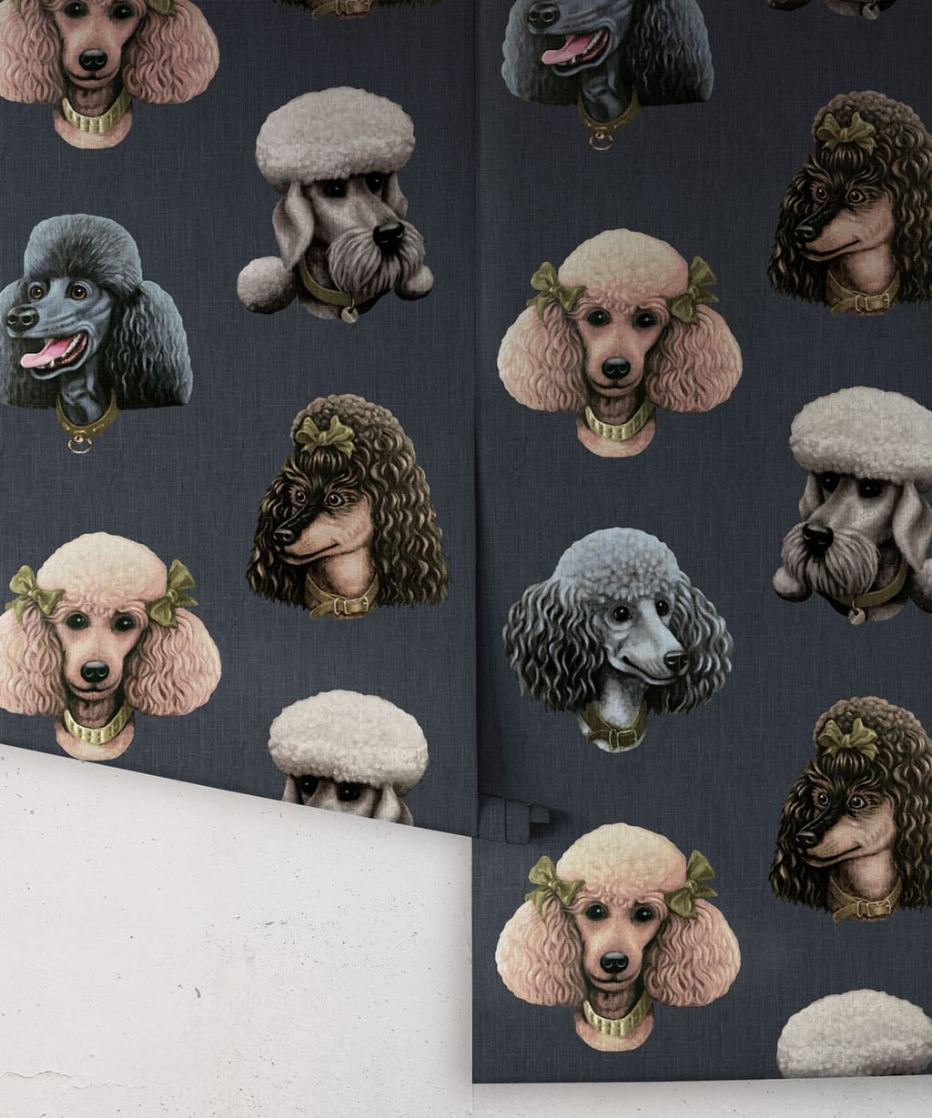 Poodle Parlour Wallpaper, Midnight