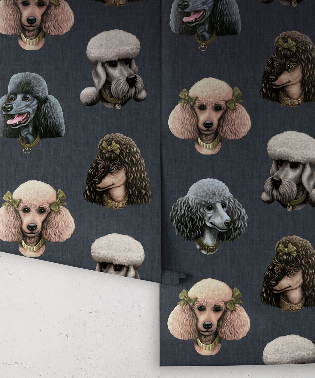 Poodle Parlour Wallpaper, Midnight