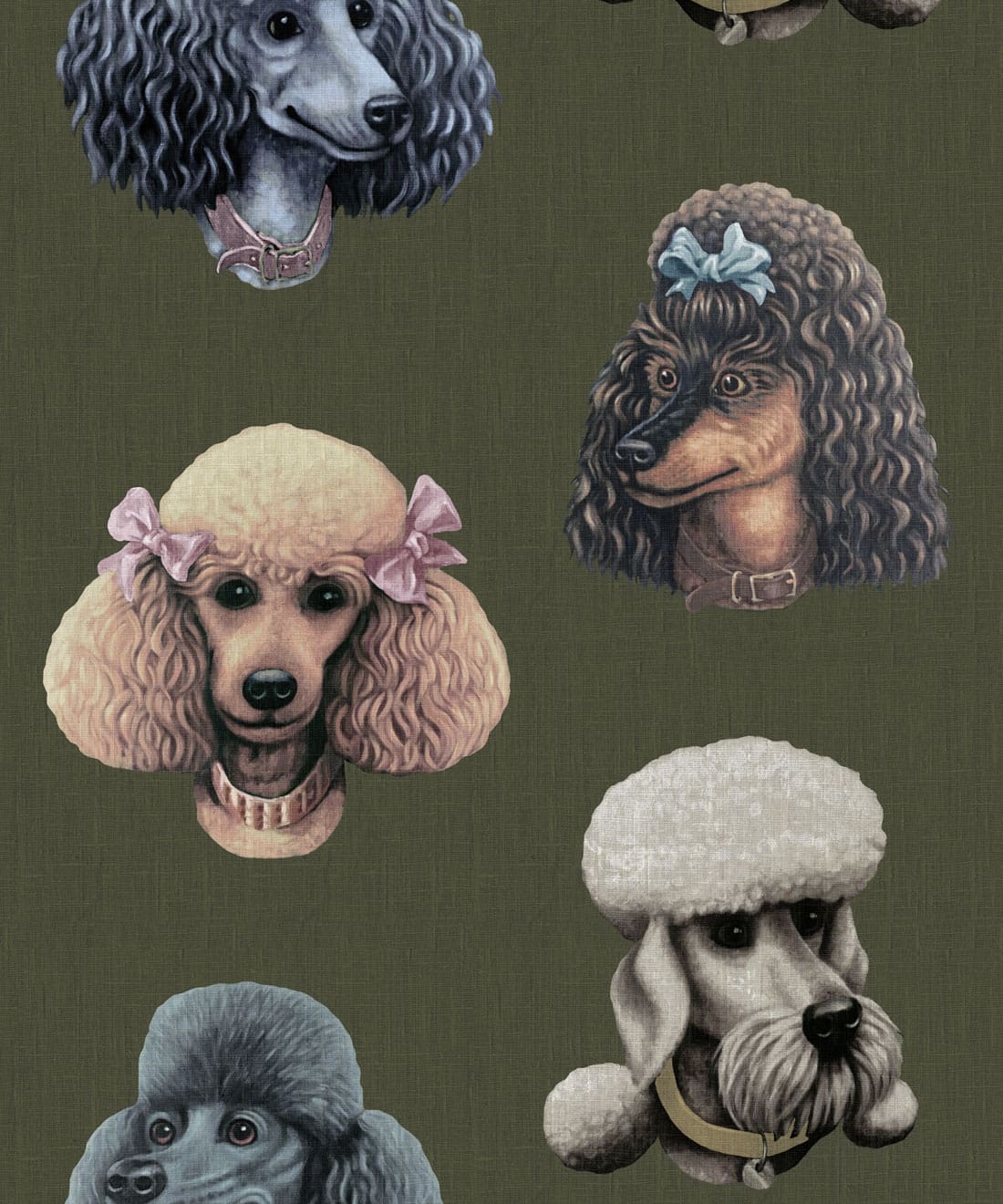 Poodle Parlour Wallpaper, Moss