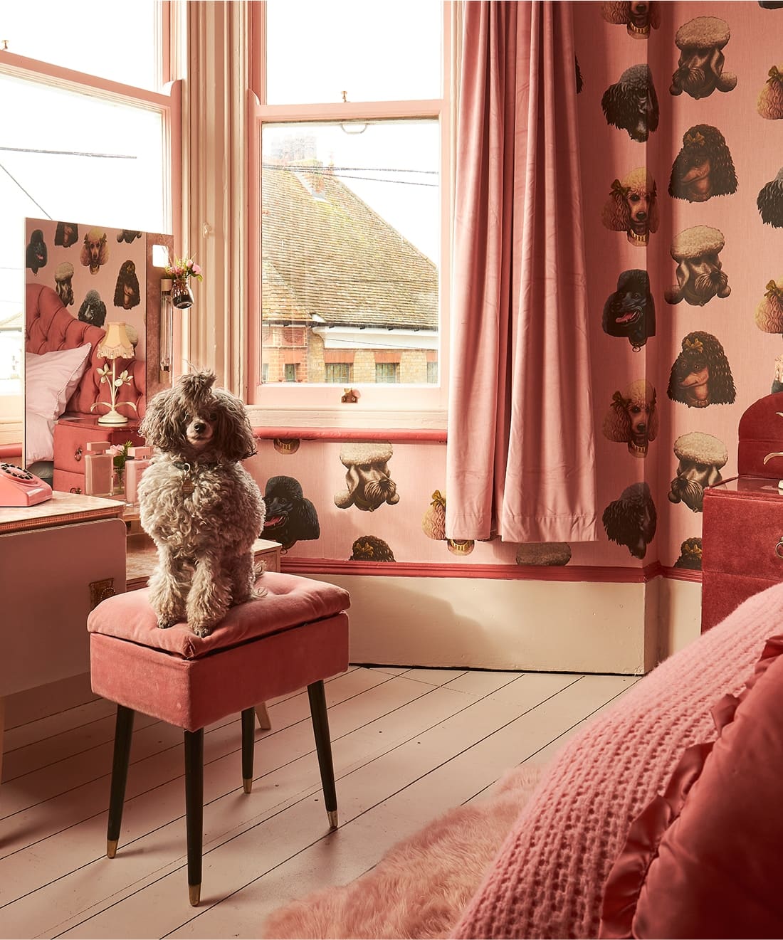 Poodle Parlour Wallpaper, Pink Paws