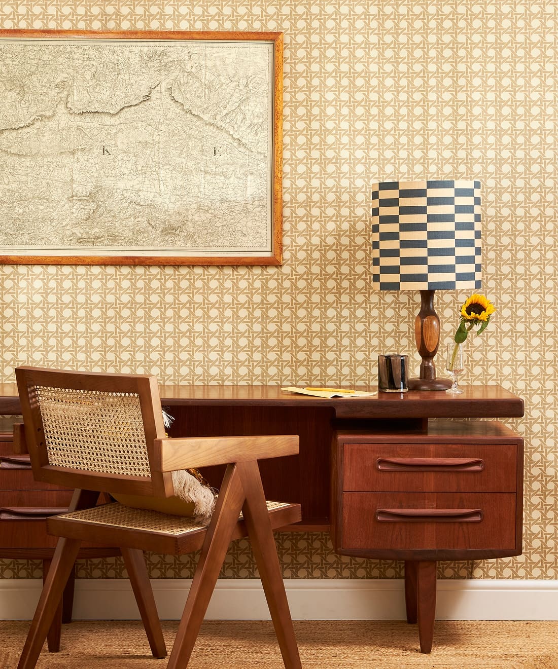 Rattan Wallpaper, Sepia