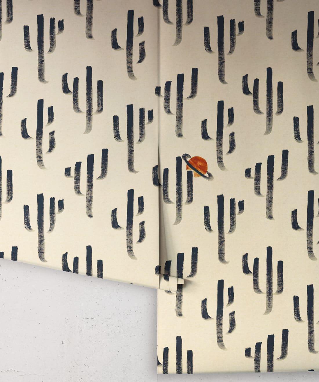 Saguaro Saturn Wallpaper, Denim