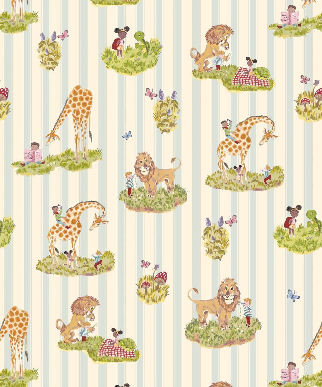 Story Time Wallpaper, Bluebell Stripe