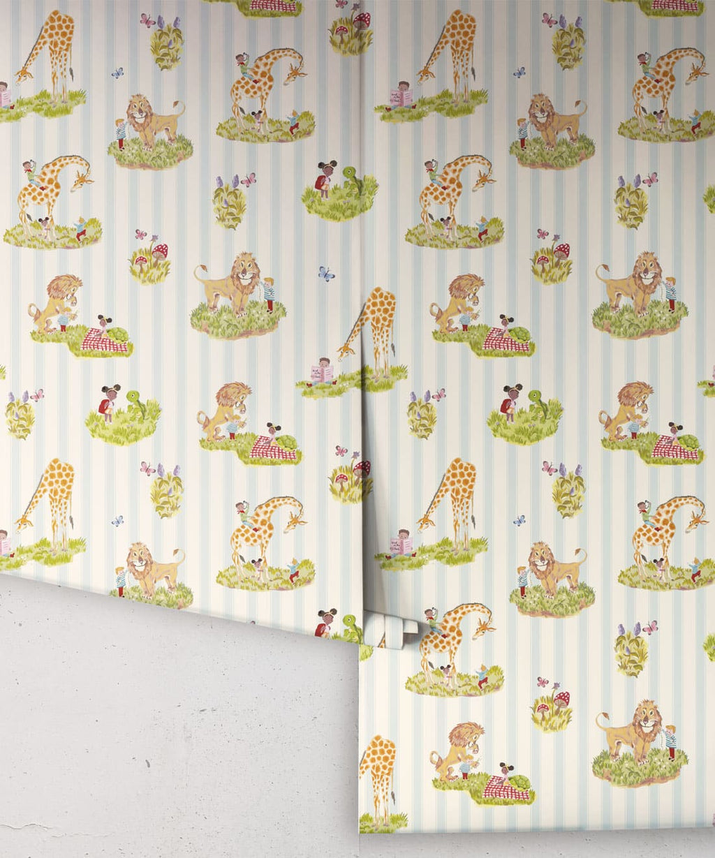 Story Time Wallpaper, Bluebell Stripe