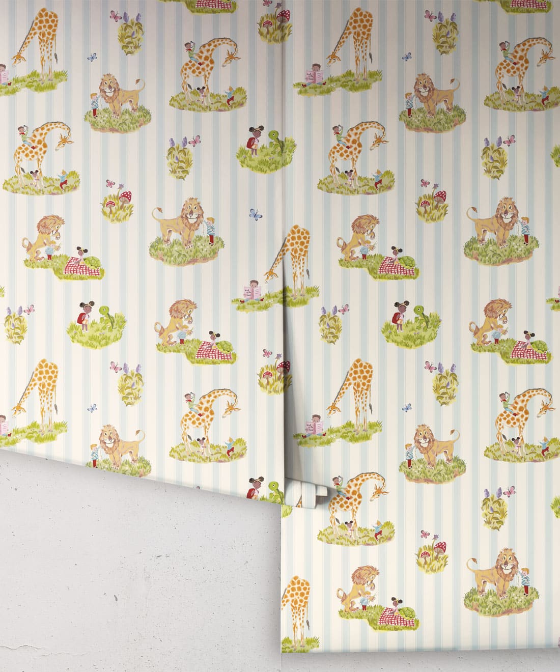Story Time Wallpaper, Bluebell Stripe