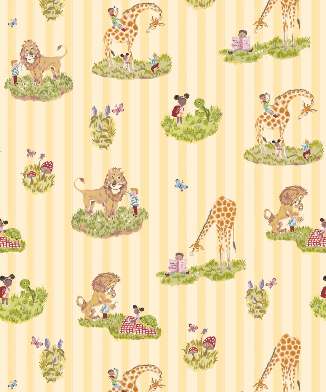 Story Time Wallpaper, Daisy Stripe