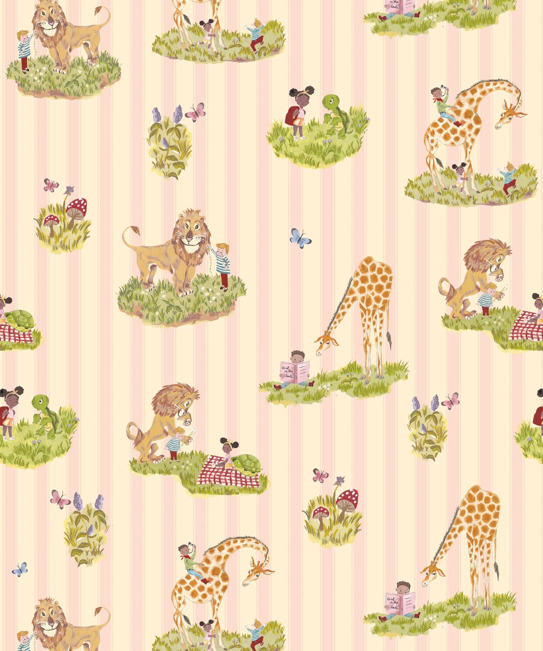 Story Time Wallpaper, Rose Stripe