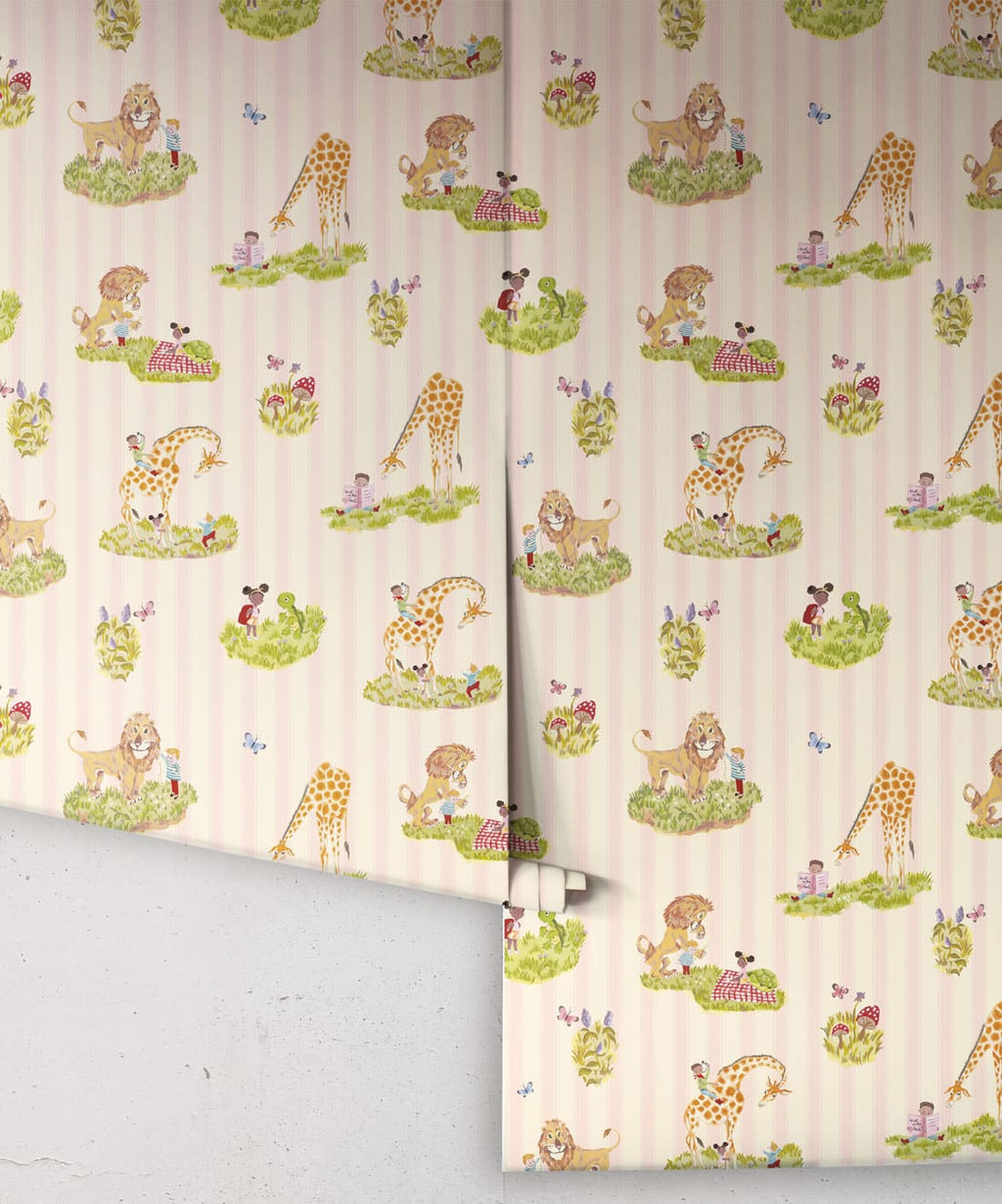 Story Time Wallpaper, Rose Stripe
