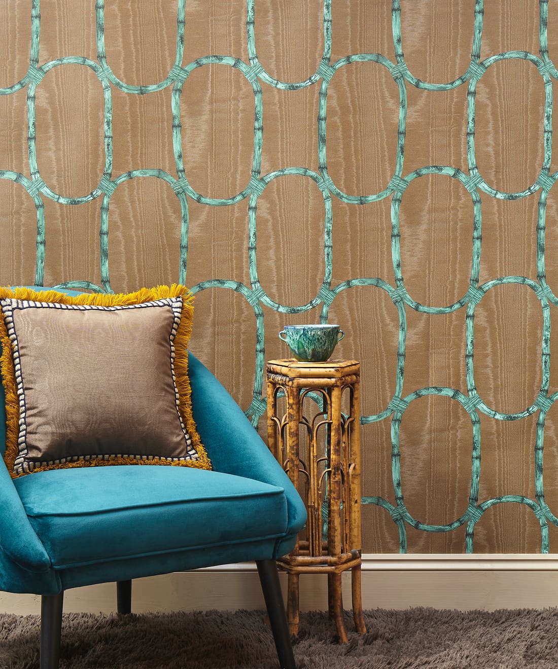 Tea Room Wallpaper, Walnut