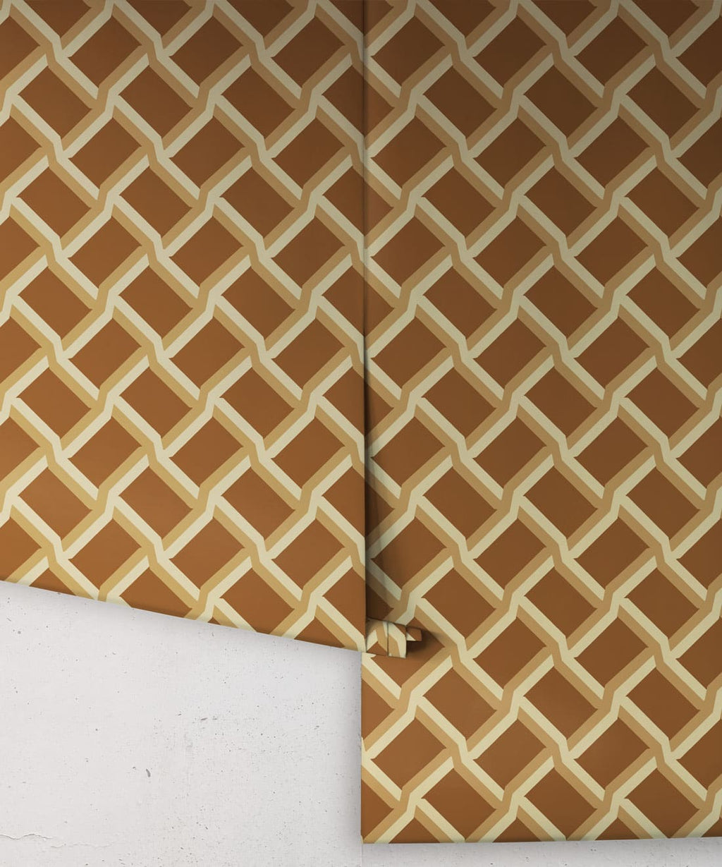 Vintage Trellis Wallpaper, Tan