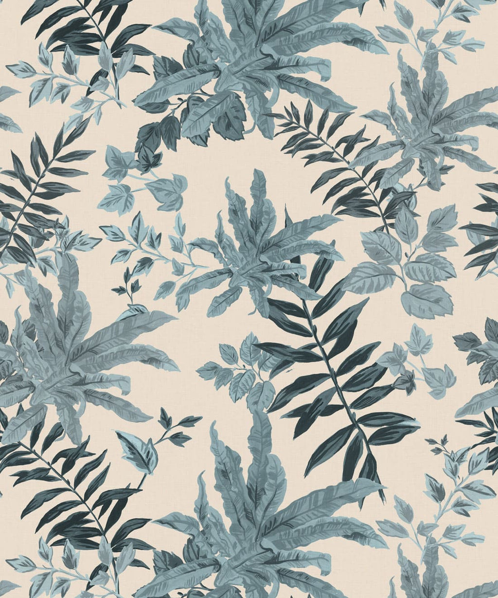 Follywood Foliage Wallpaper, Sky & Cream