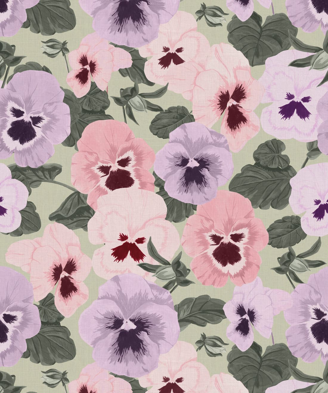 Big Pansy Wallpaper, Pistachio