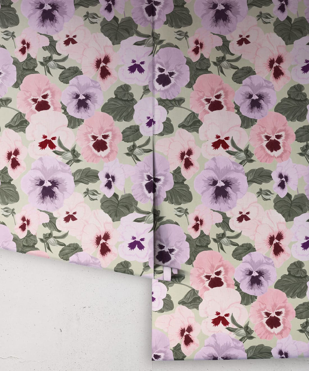 Big Pansy Wallpaper, Pistachio