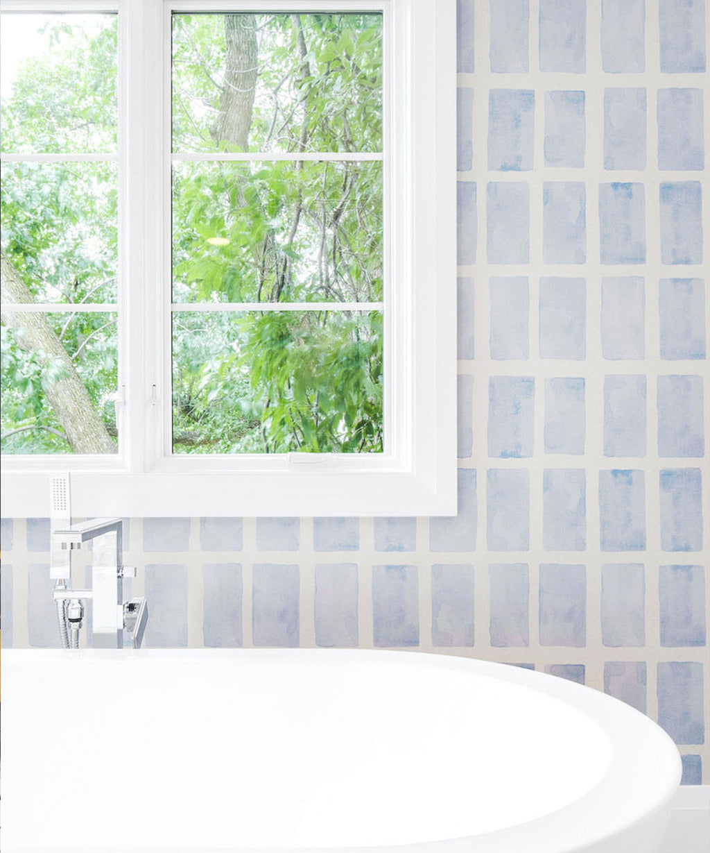 Barre Wallpaper, Blue White