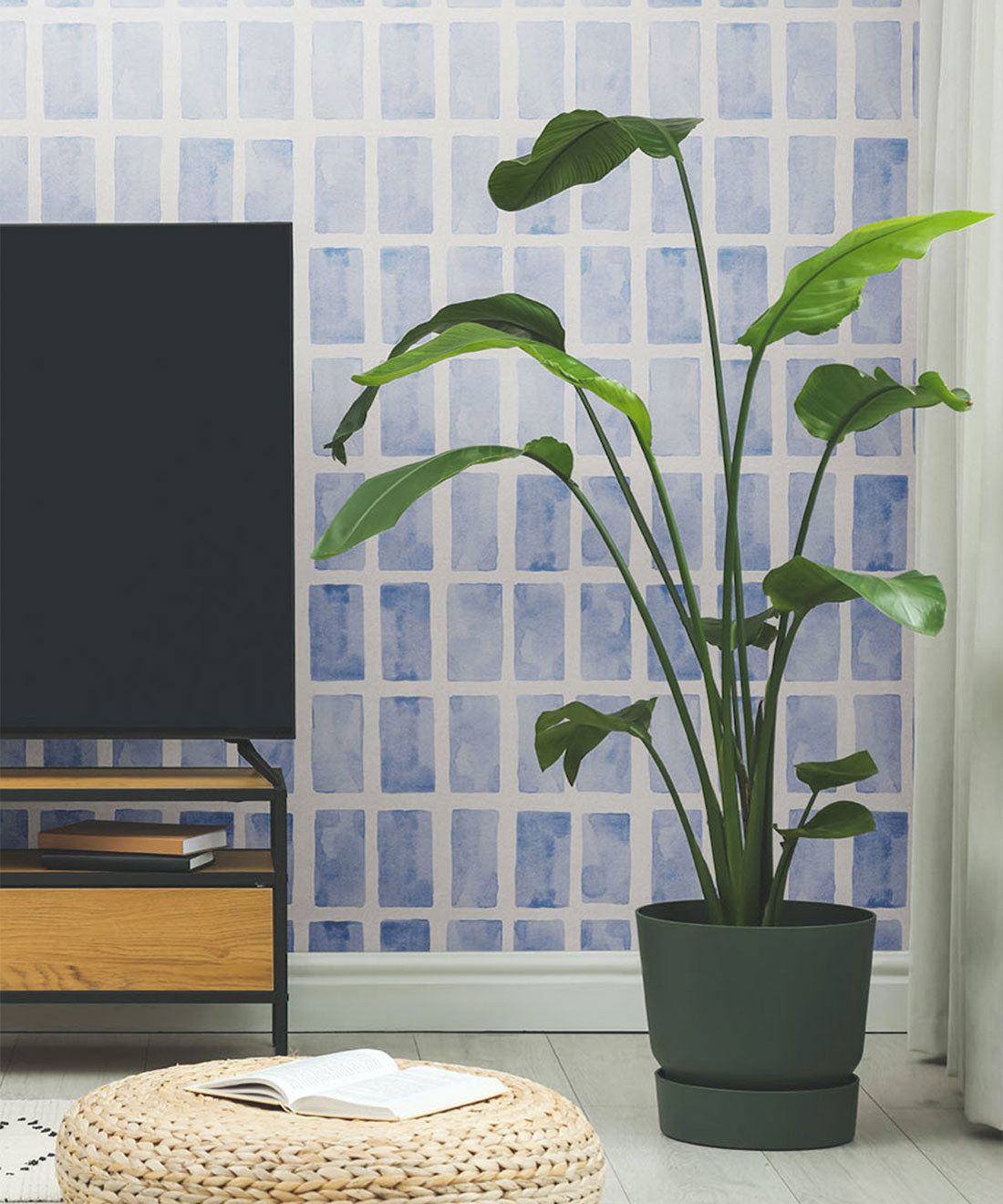 Barre Wallpaper, Blue White