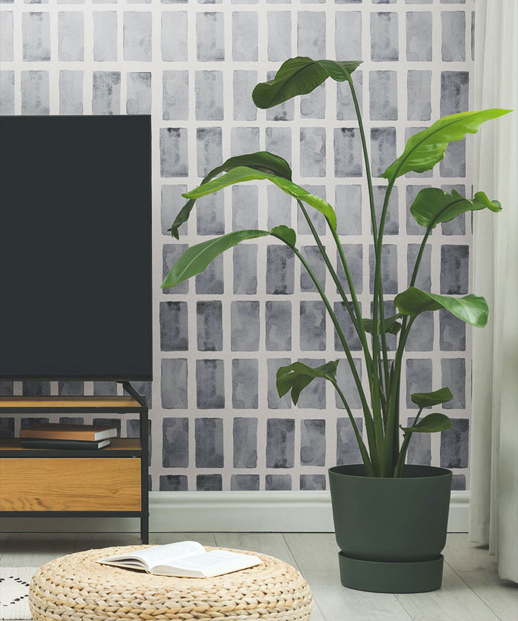 Barre Wallpaper, Charcoal White