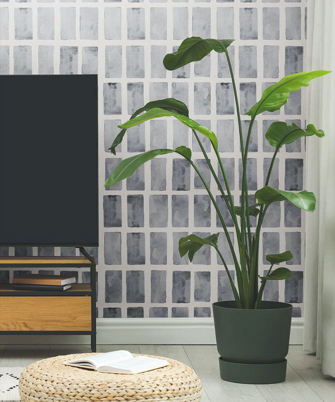 Barre Wallpaper, Charcoal White