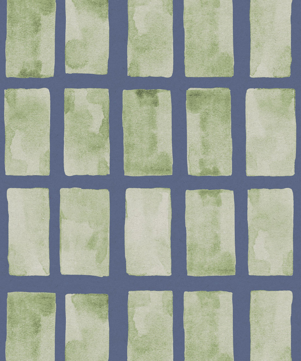 Barre Wallpaper, Sage Navy