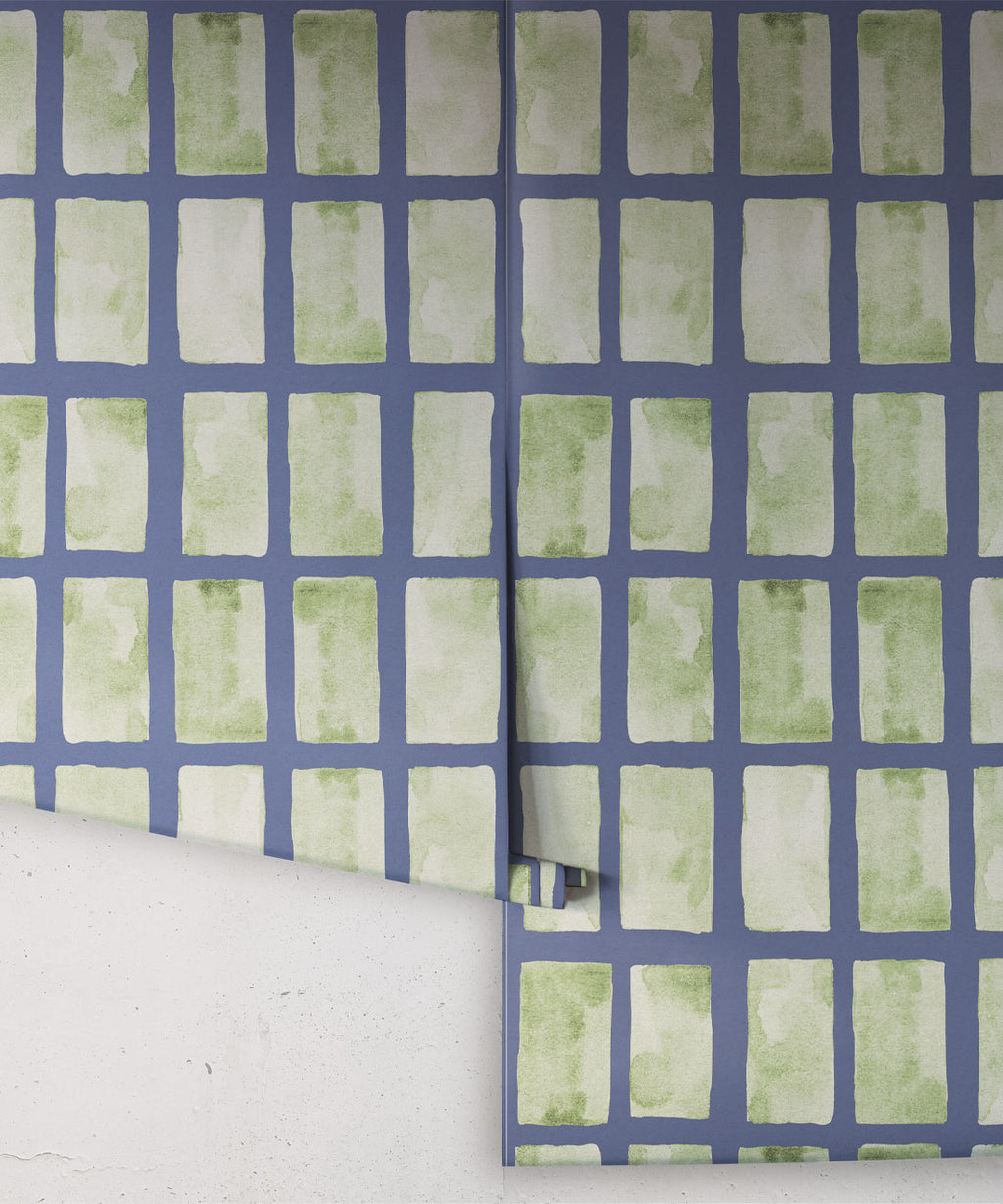 Barre Wallpaper, Sage Navy