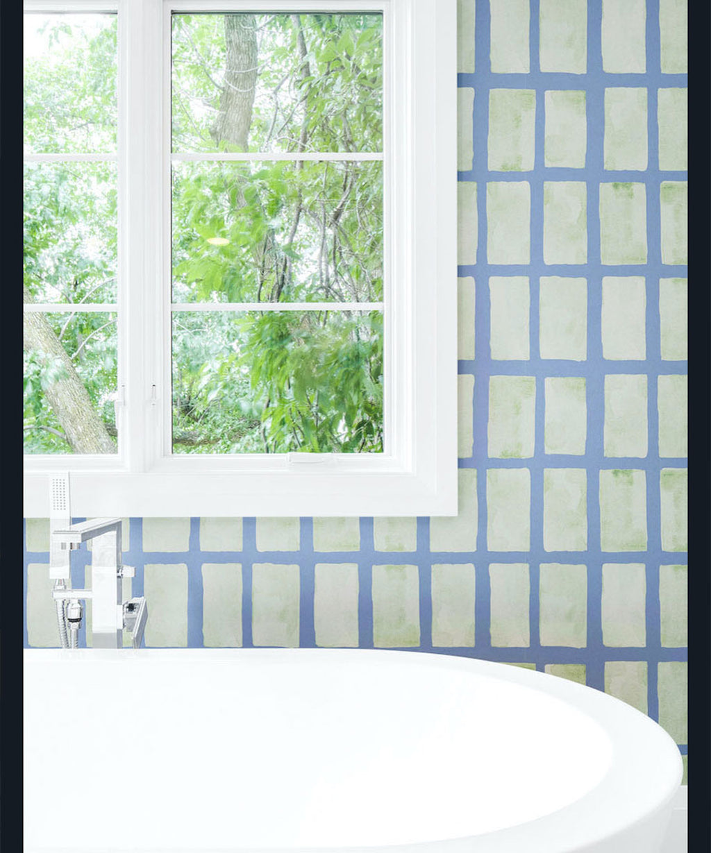 Barre Wallpaper, Sage Navy