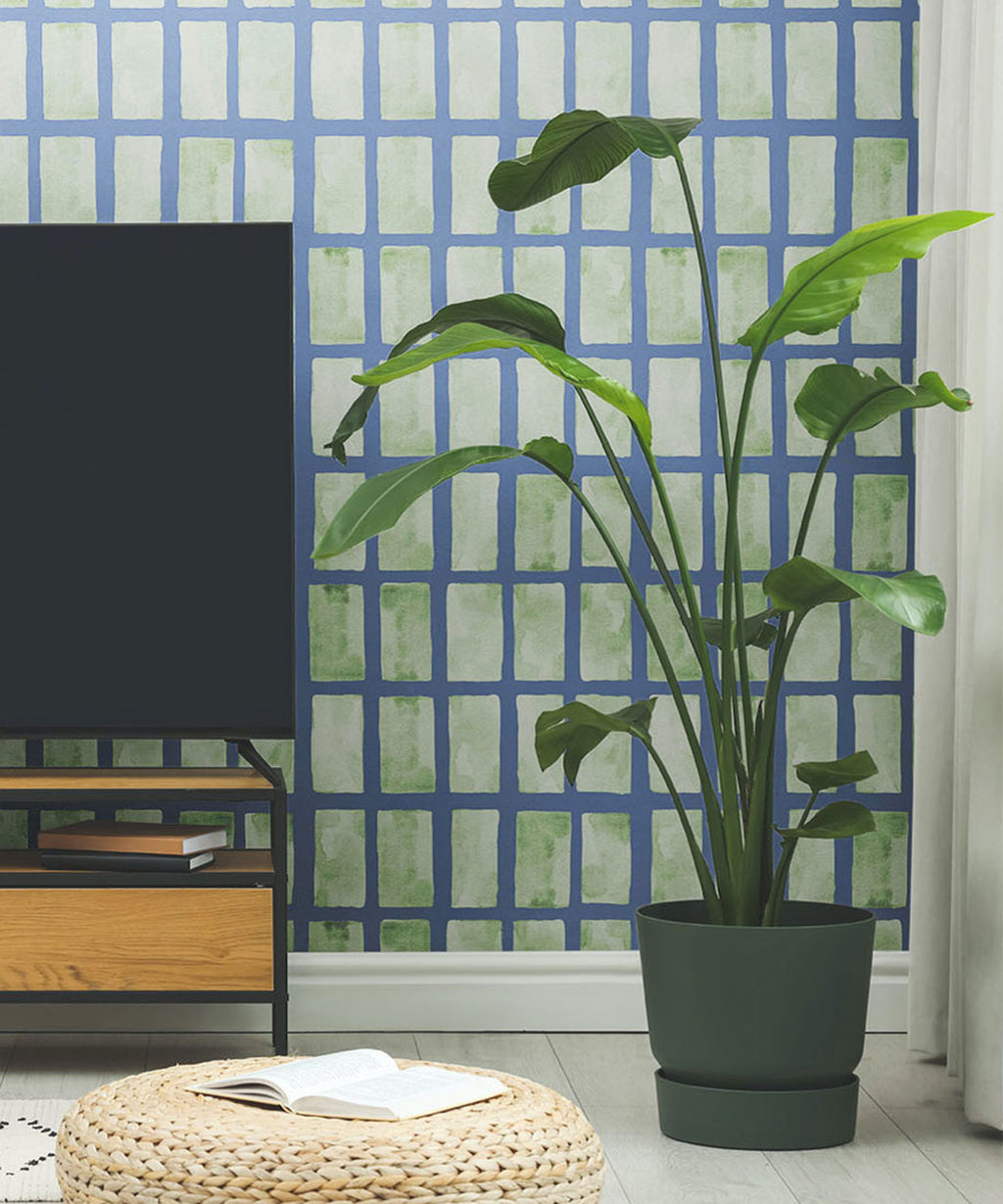 Barre Wallpaper, Sage Navy