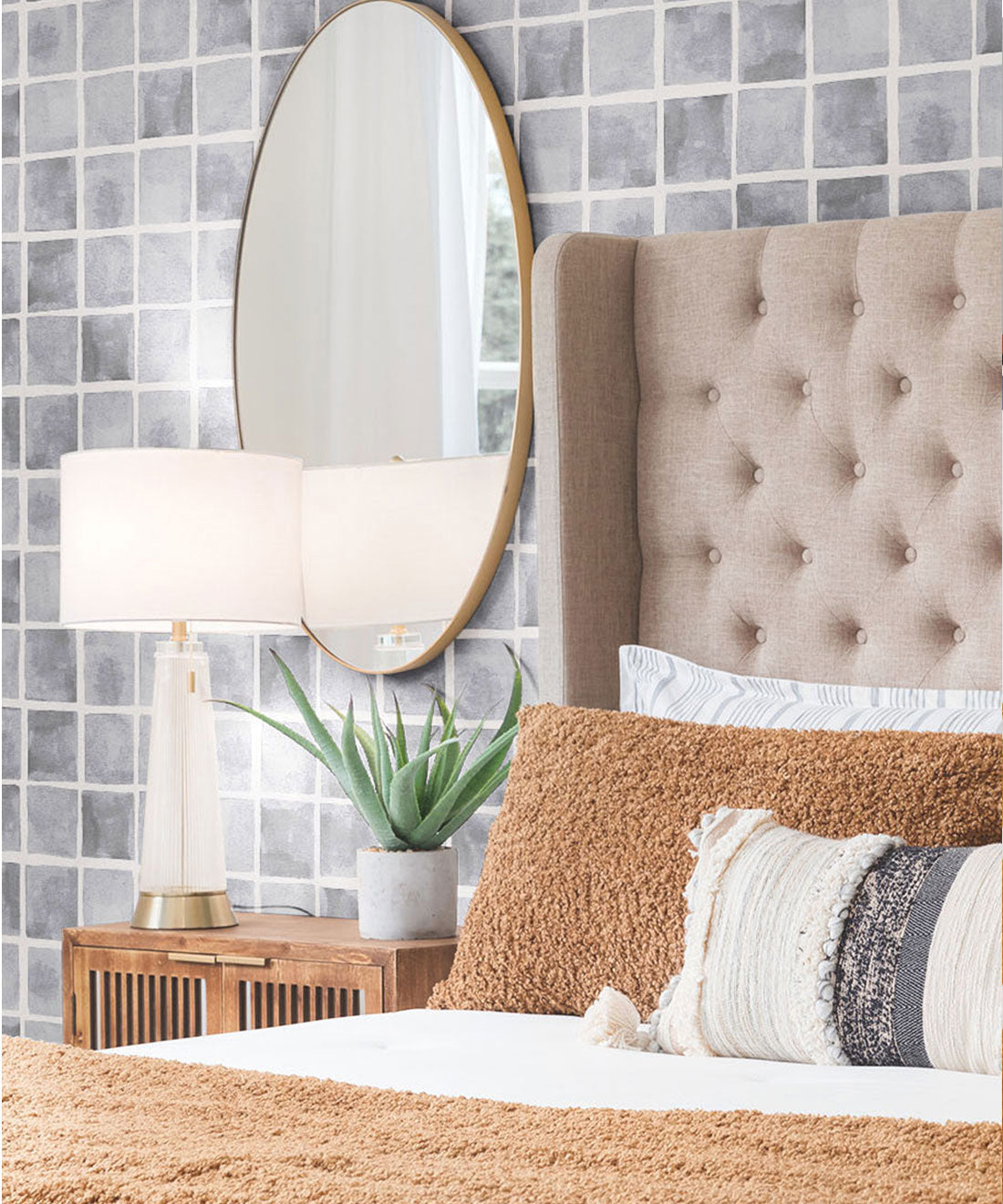 Carrée Wallpaper, Charcoal White