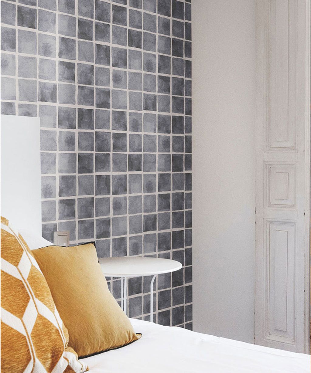 Carrée Wallpaper, Charcoal White