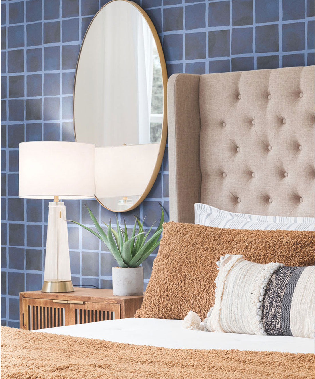 Carrée Wallpaper, Midnight Navy